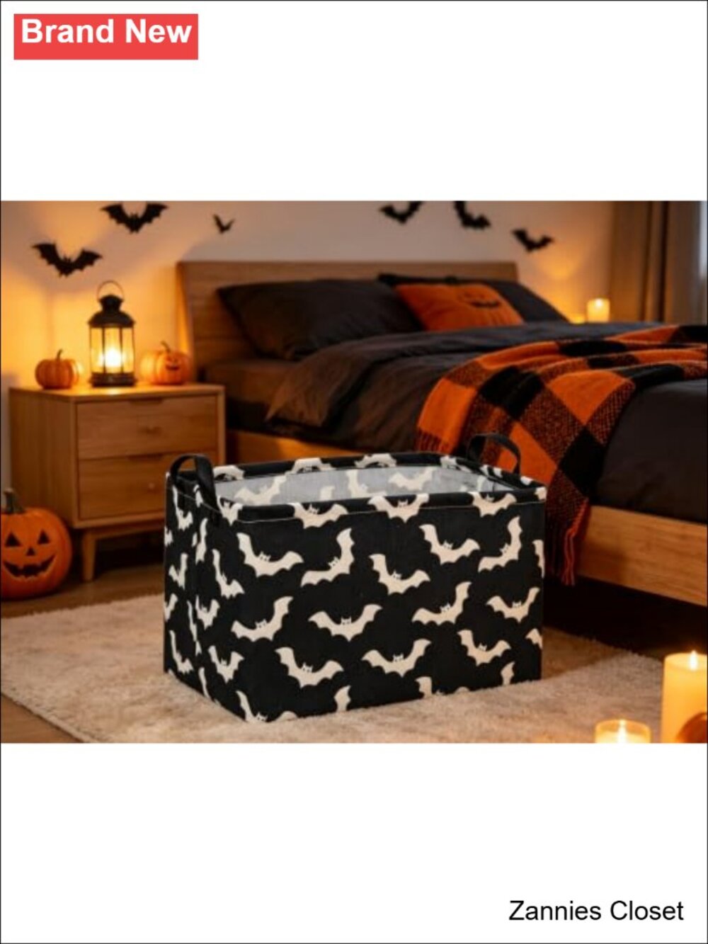 π» Rectangular Bat Basket Kids Storage Bin Organizer with Handles Halloween - Picture 5 of 5